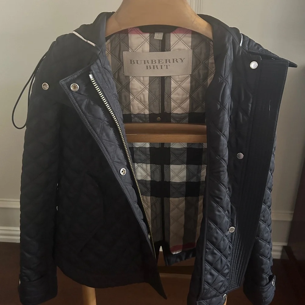 Burberry Brit Black Quilted Puffer Jacket with Hood - Picture 1 of 12